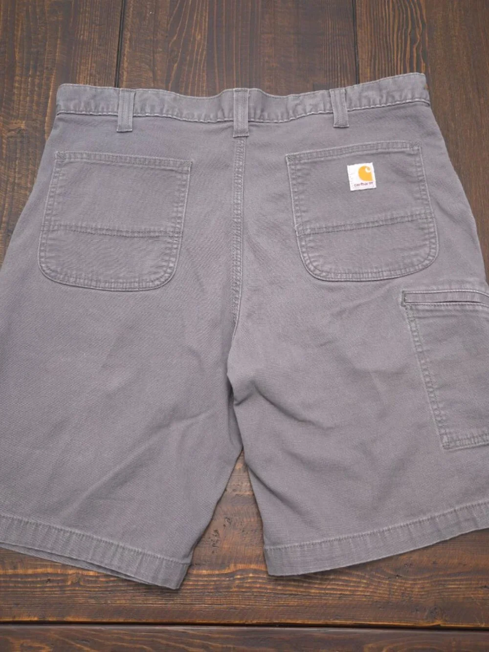 Carhartt Shorts Mens 36 Gray Relaxed Fit Carpenter Canvas Logo Work 9